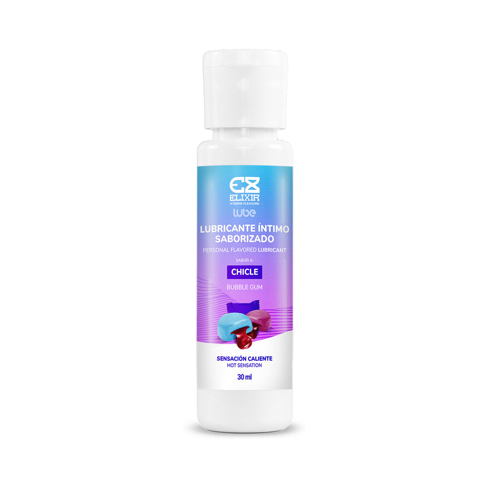 Elixir Bubble Gum Flavored Lubricant 30ml bottle with colorful packaging, ideal for flavorful intimate play.