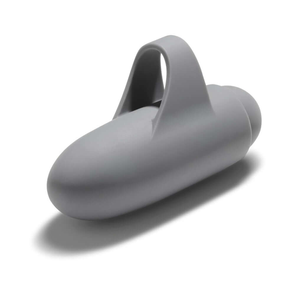 Clitherapy Better Than Your Ex Rechargeable Finger Vibrator compact clitoral stimulator in gray silicone