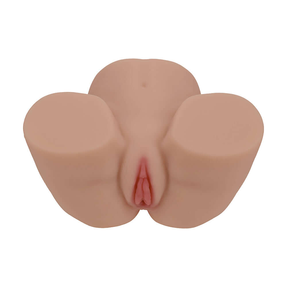 Xkin Bodyforms Lux Arden Dual Entry Vibrating Masturbator Tan, dual-entry realistic design in tan color.