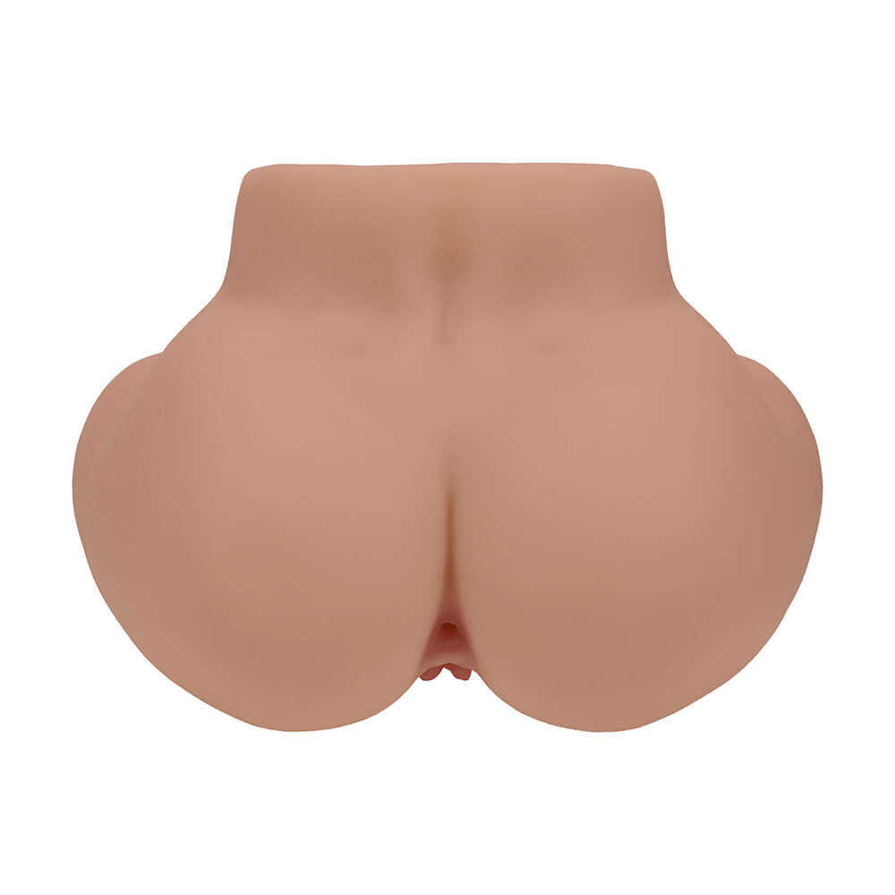 Xkin Bodyforms Lux Arden Dual Entry Vibrating Masturbator Tan rear view showcasing realistic design and dual-entry feature.