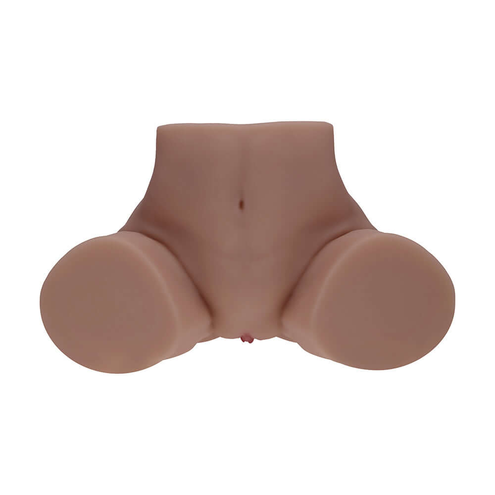 Xkin Bodyforms Clara Vossin Dual Entry Masturbator Brown showing dual openings for realistic stimulation.