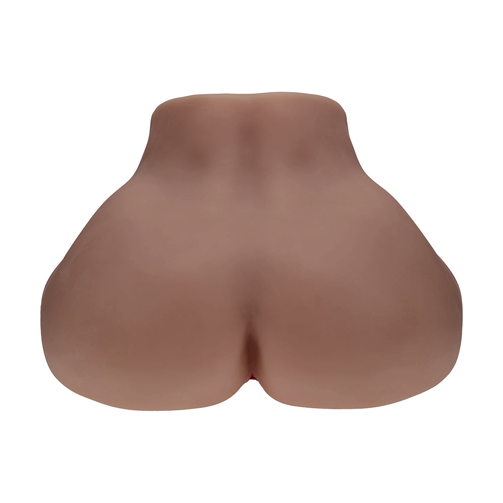 Xkin Bodyforms Clara Vossin Dual Entry Masturbator Brown back view showing lifelike design and realistic texture.