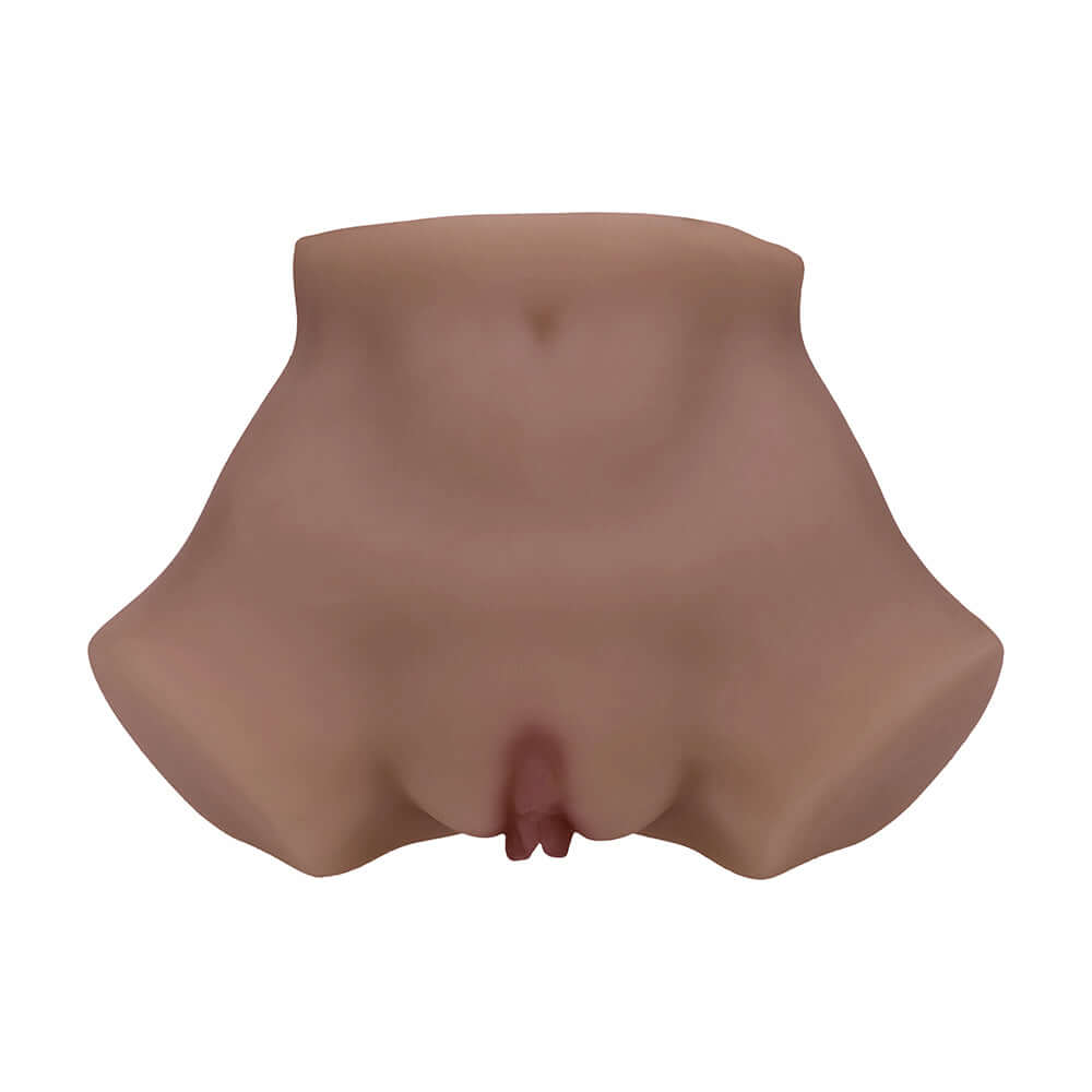 Xkin Bodyforms Eve Rhodes Vibrating Masturbator Brown realistic design showcasing dual entry openings.