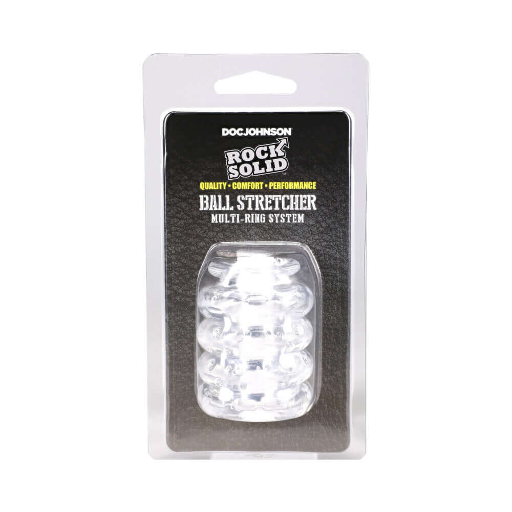 Rock Solid Ball Stretcher Multi-ring System Clear packaging showcasing its flexible and customizable design.