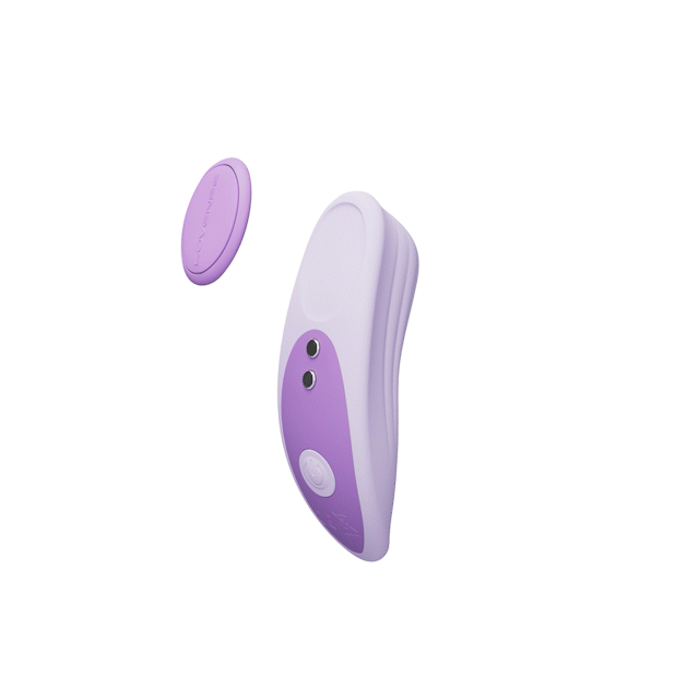 Lovense Ferri Reserve App Control Panty Vibrator Lavender displayed with its remote, featuring a sleek lavender design.