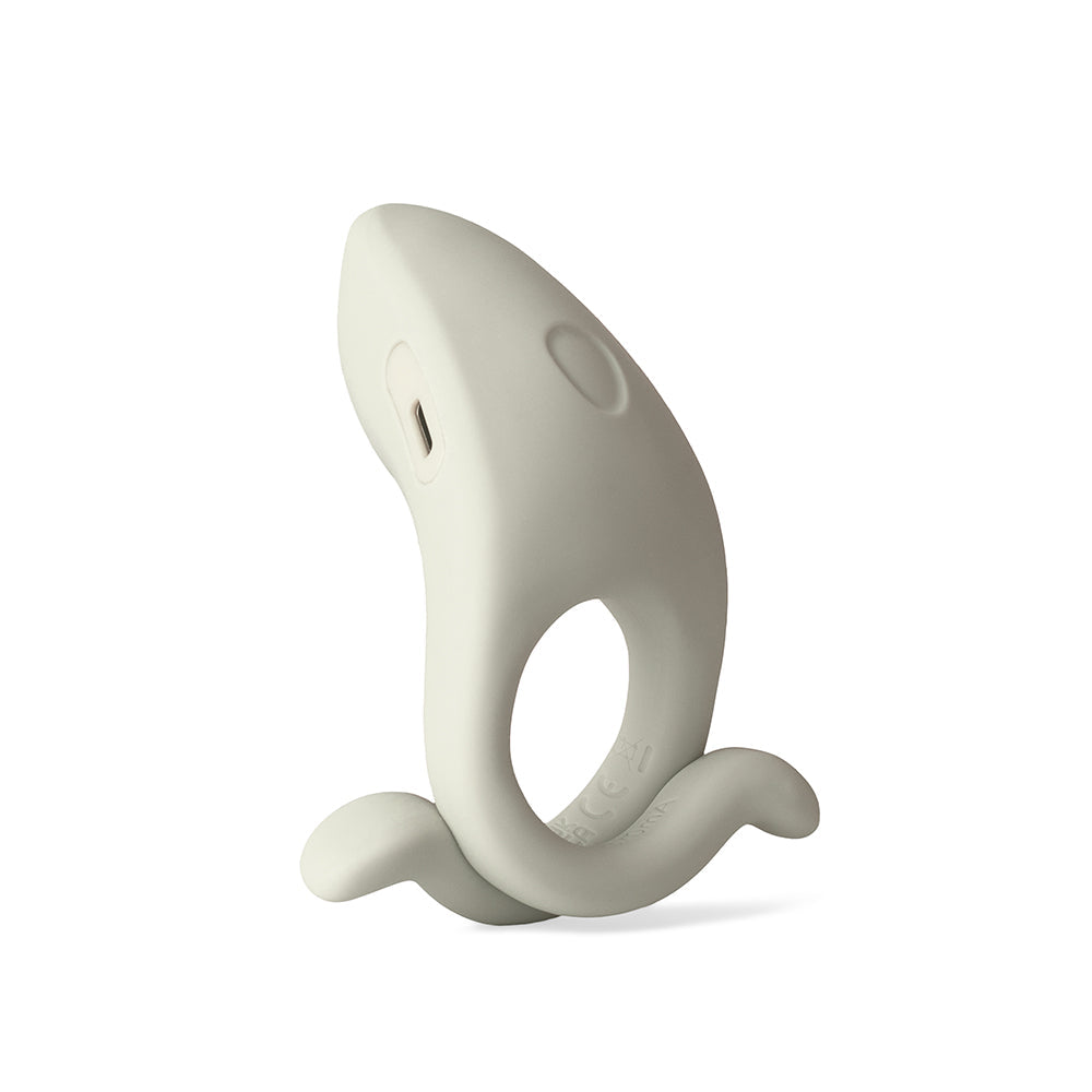 Dame Hug Vibrating Couples Ring Fog designed for partner play with soft, flexible fit for targeted stimulation.