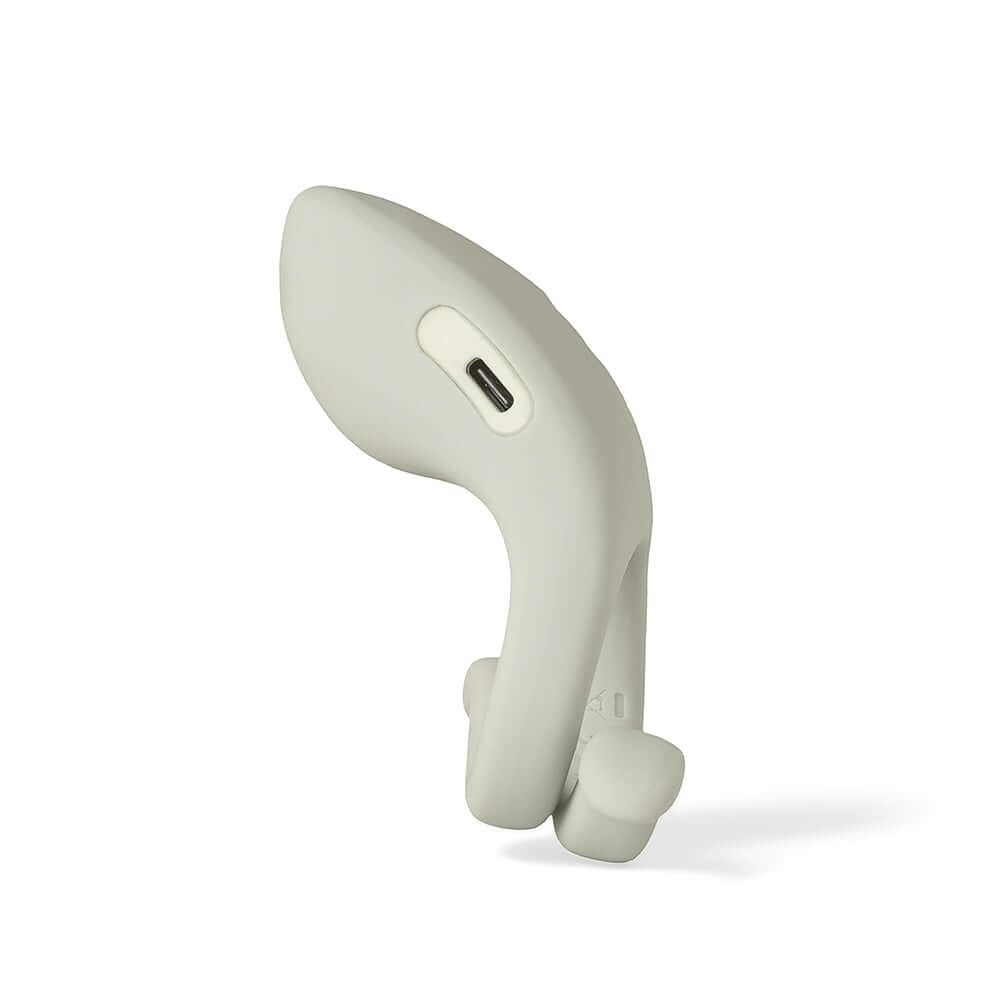 Dame Hug Vibrating Couples Ring Fog side view showing sleek design and charging port.