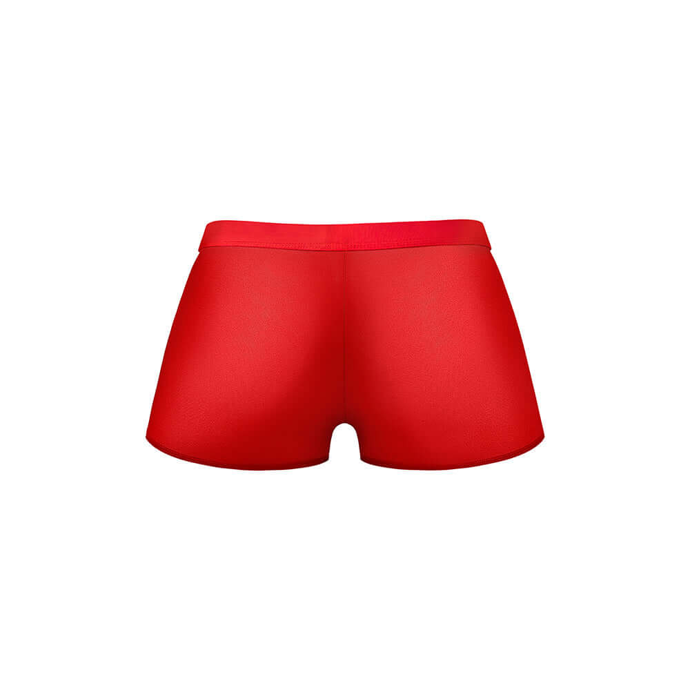 Male Power Mesh 2.0 Mini Short Red S view from the back showcasing the smooth red fabric.