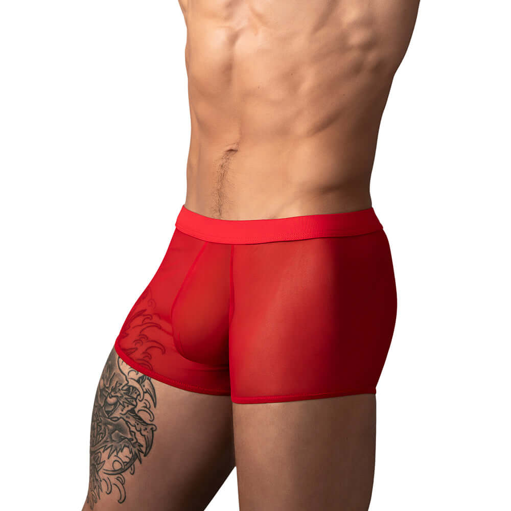 Male Power Mesh 2.0 Mini Short Red M showcasing sporty design and breathable fabric, ideal for men's underwear.