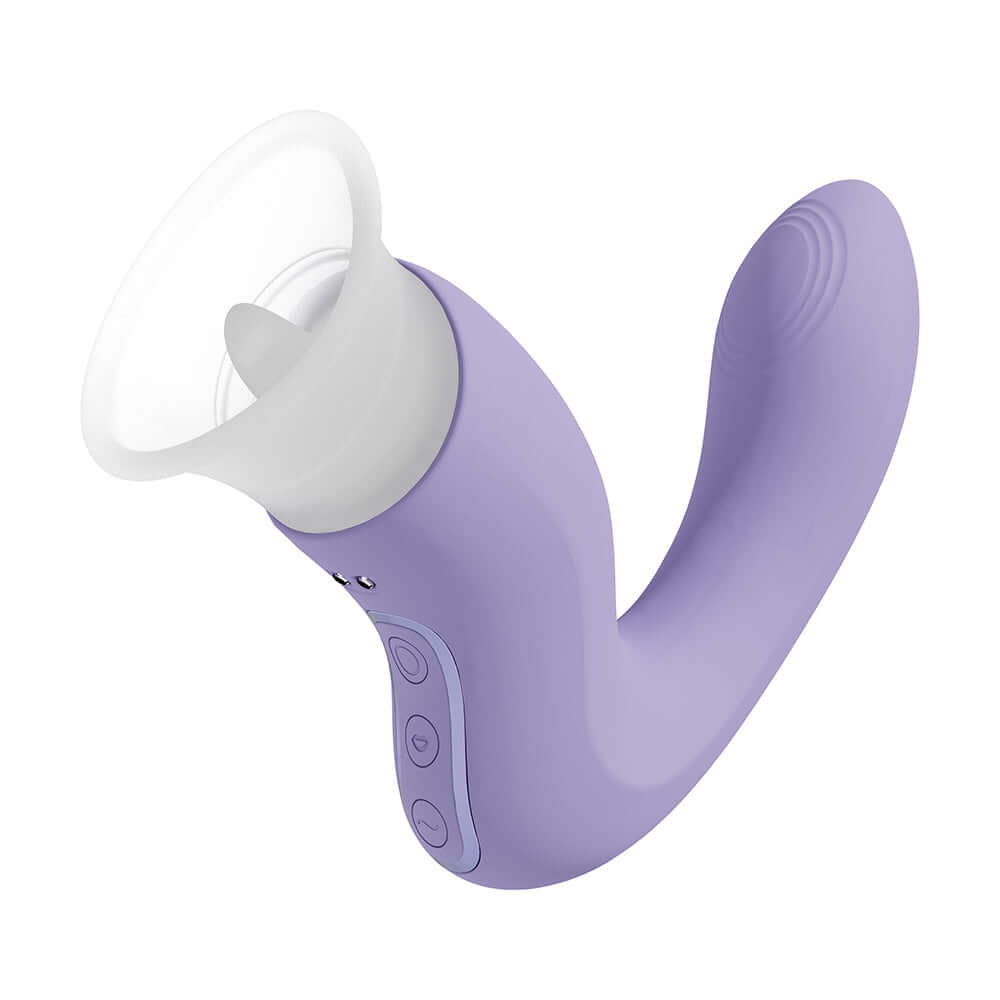Vive Dolce Callalily G-spot Tapping Stimulator & Breast Vulva Pump in purple, featuring a suction function and ergonomic design.