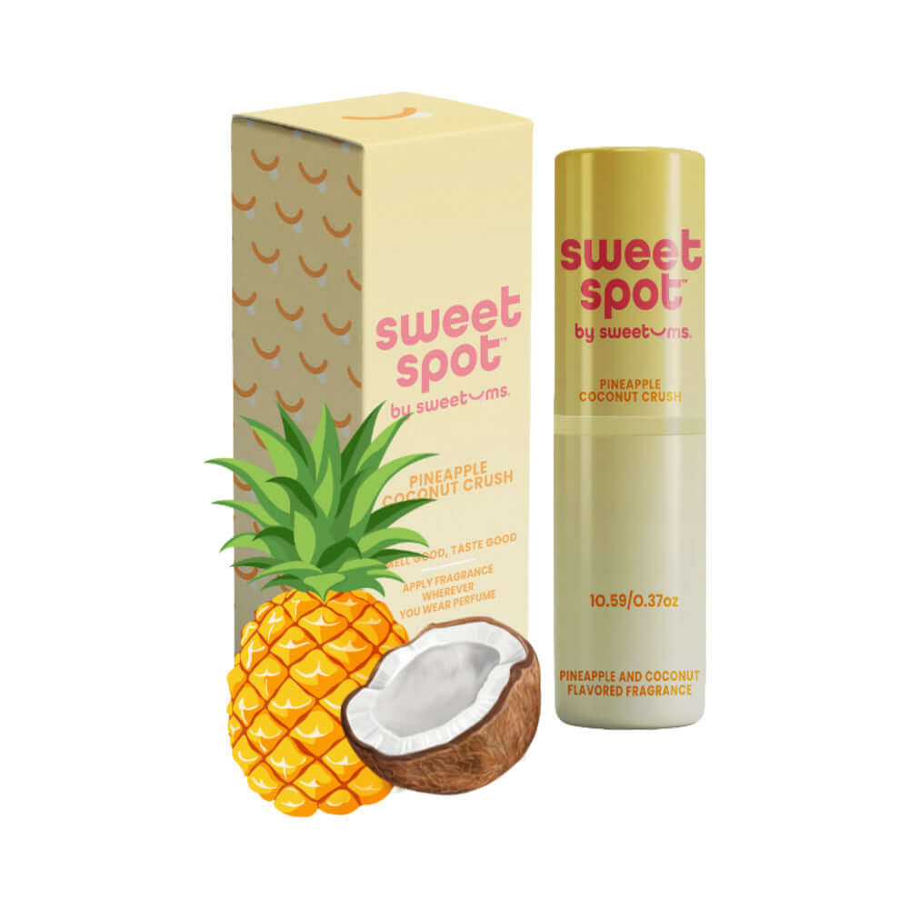 Sweetums Sweet Spot Fragrance Pineapple Coconut Crush in packaging with pineapple and coconut graphics