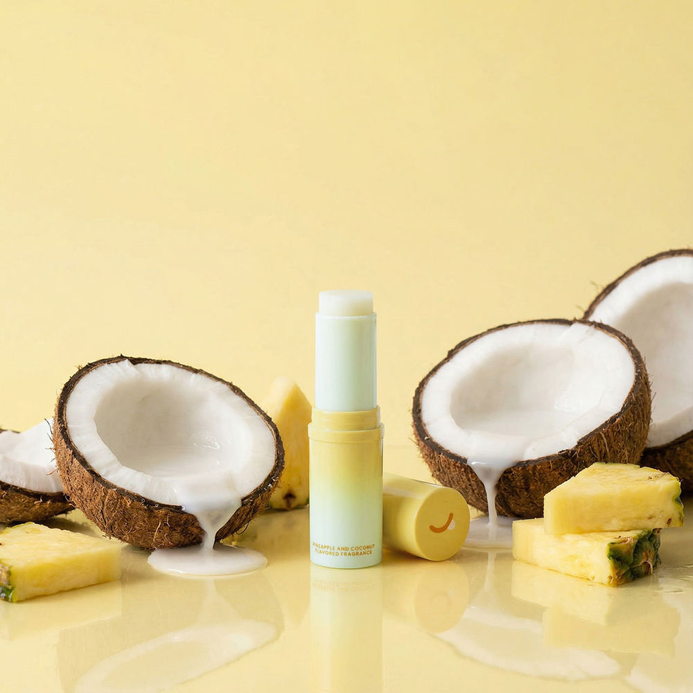 Sweetums Sweet Spot Fragrance Pineapple Coconut Crush solid fragrance stick with coconut and pineapple.