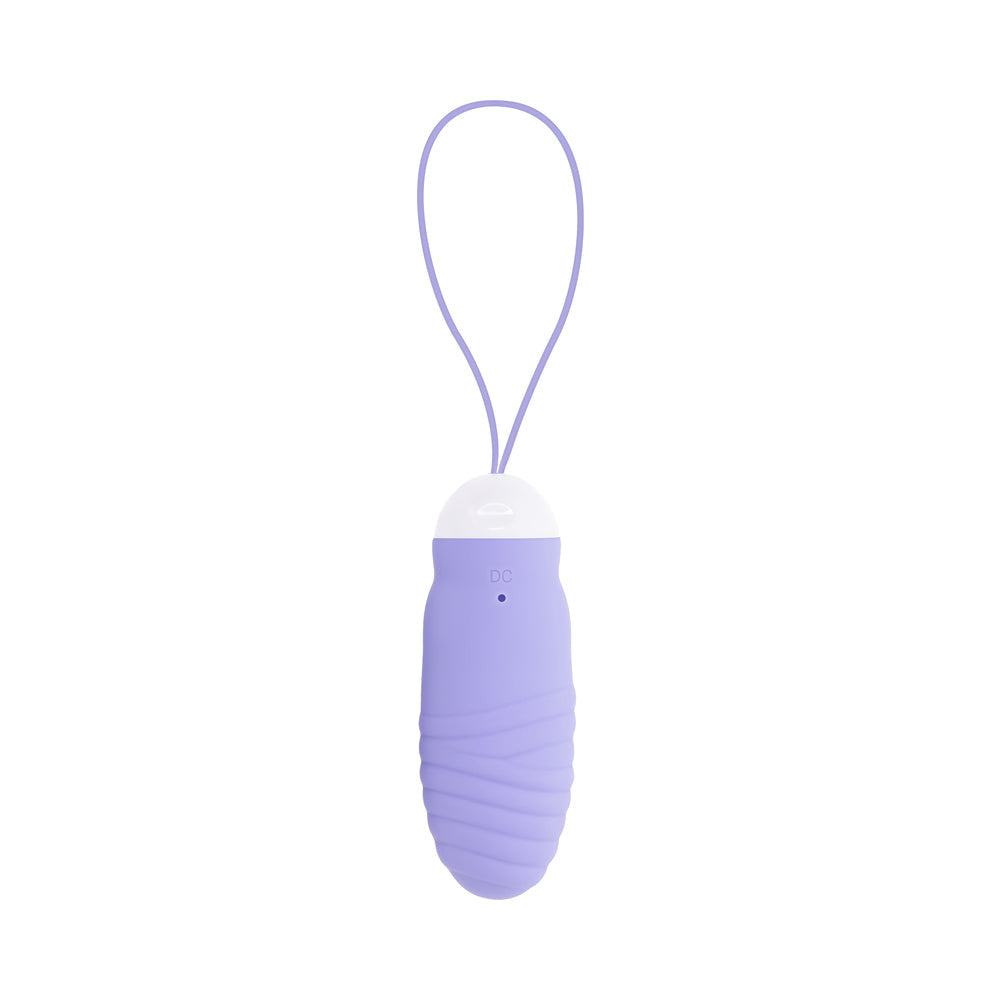 Evolved Energetic Egg Thrusting Vibrating Egg Purple with remote control and textured design.