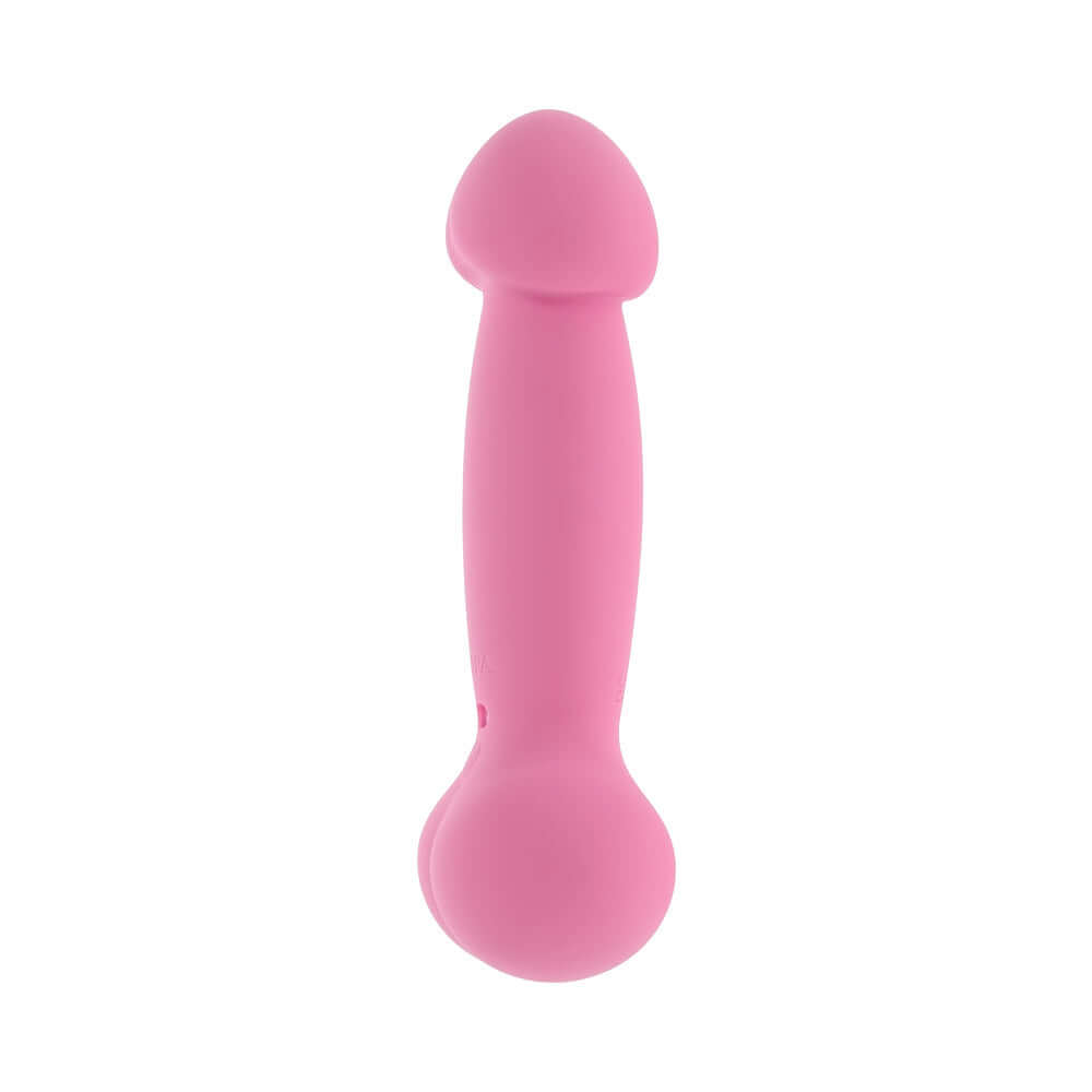 Selopa A Bit Nutty Floppy Phallic Mini Vibrator Pink showcasing its textured design and compact size.