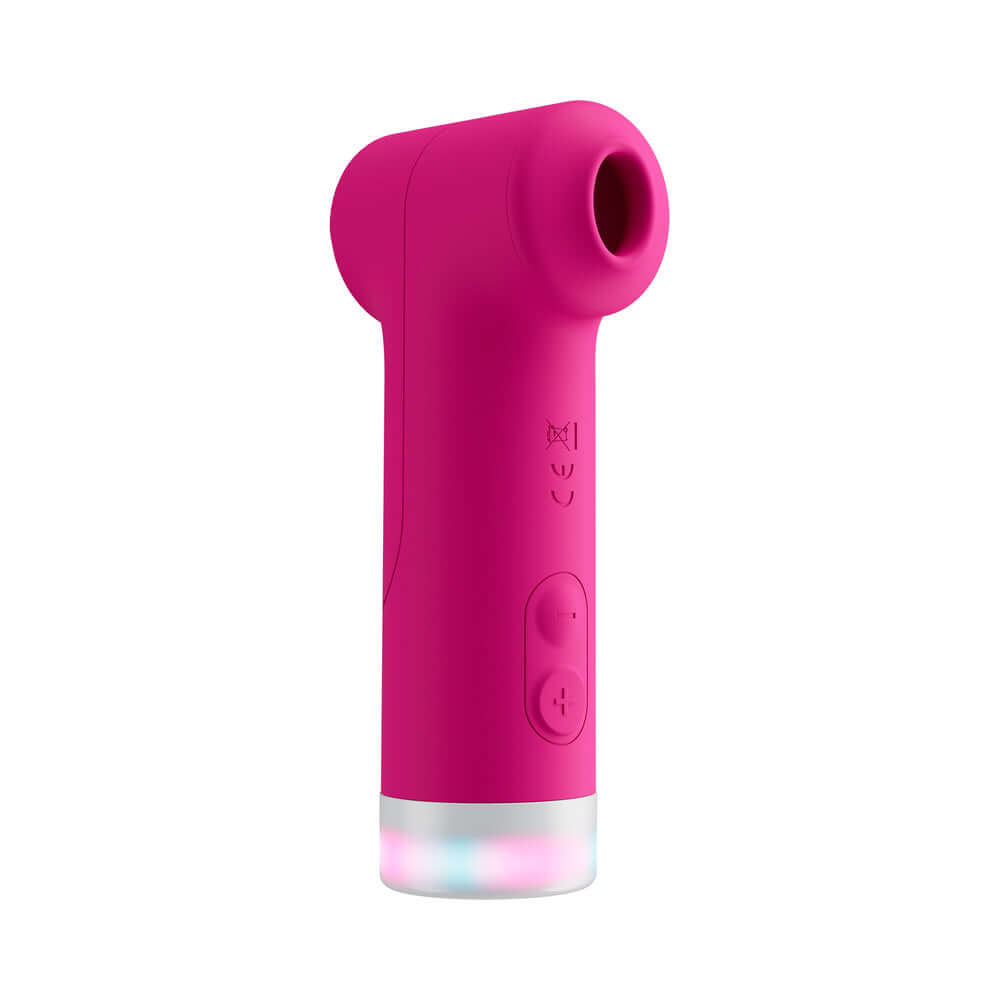 Lovense Fizz Oral-Like Suction & Tapping Massager in vibrant pink, showcasing air-pressure and tapping features.