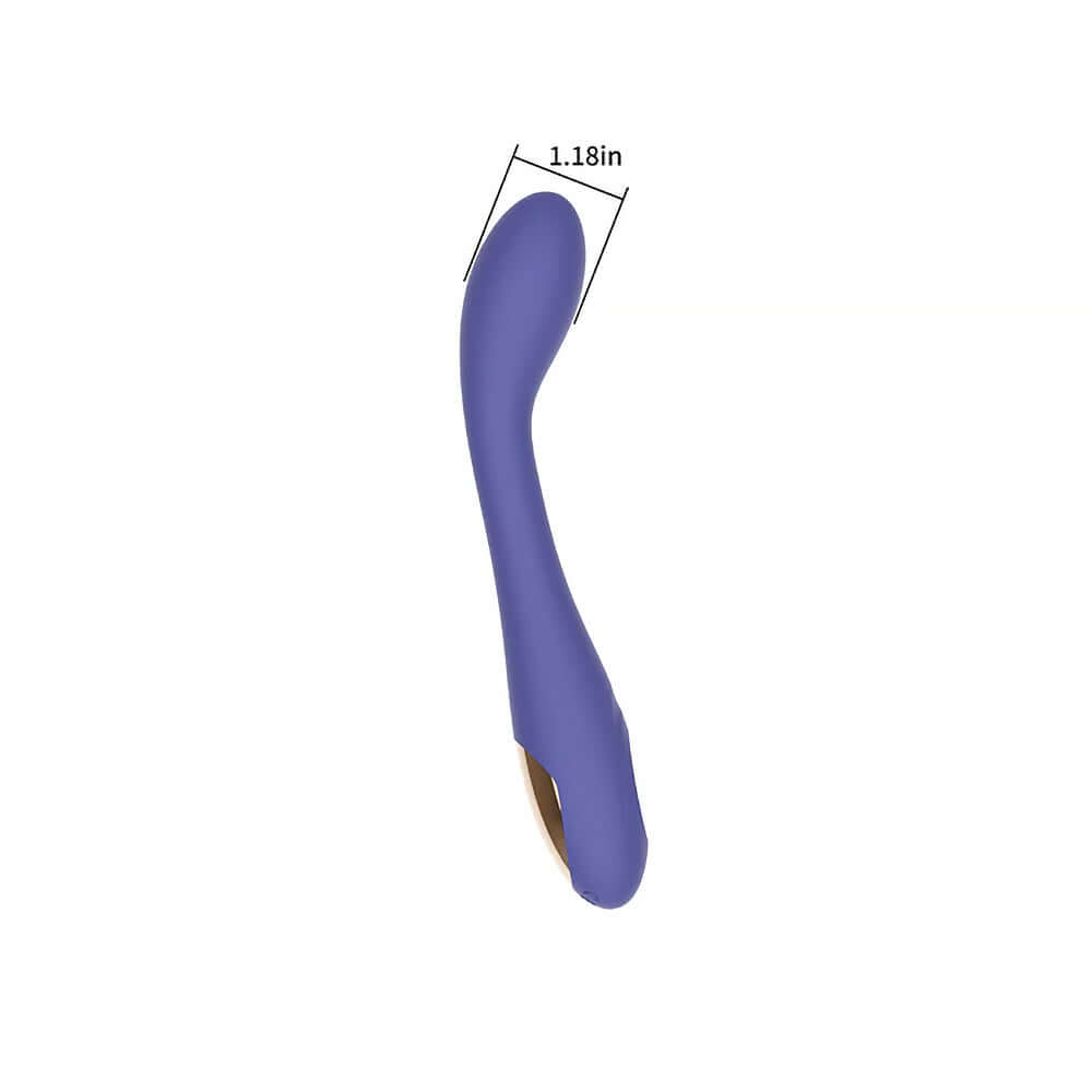 Spectrum Essentials Silicone G-spot Vibrator Purple side view with dimensions 1.18in