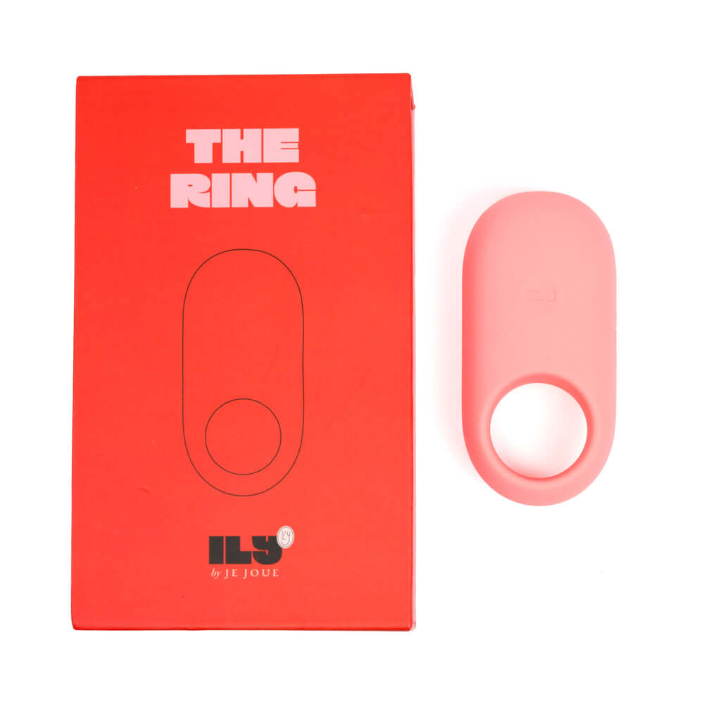 Ily By Je Joue Silicone Cock Ring Pink next to its attractive packaging.