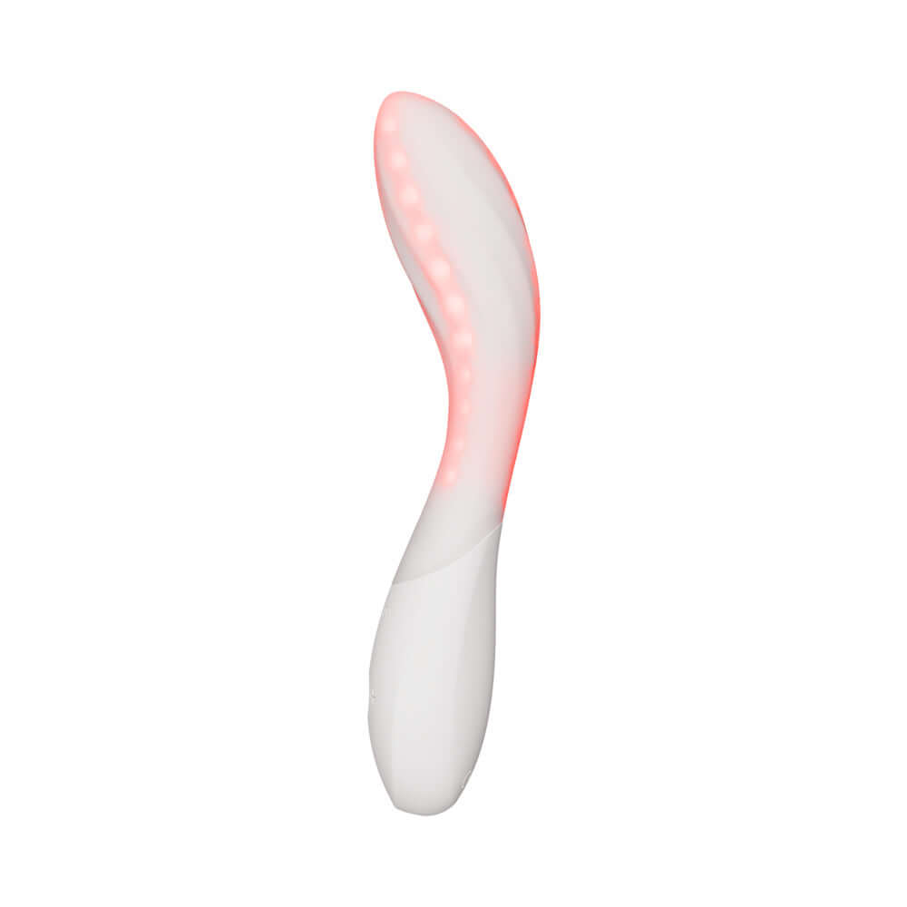 Lelo Mona Spectra Massager Light Pink showcasing its sleek design and LED light features for enhanced stimulation.