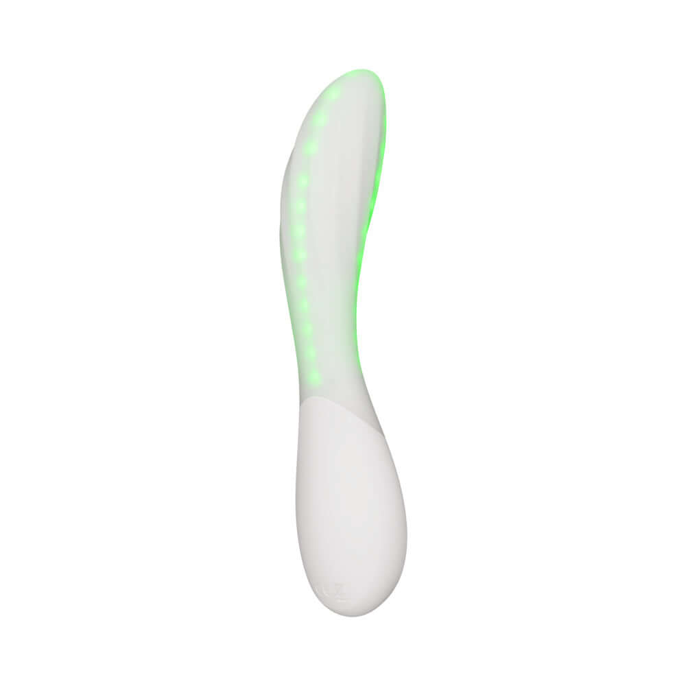 Lelo Mona Spectra Massager Light Pink featuring LED lights for enhanced stimulation and ergonomic design.