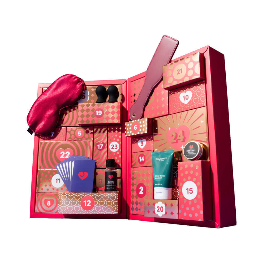 Lovehoney Womanizer We-Vibe Couples Advent Calendar 2026 featuring 24 tantalizing gifts for couples to explore together.