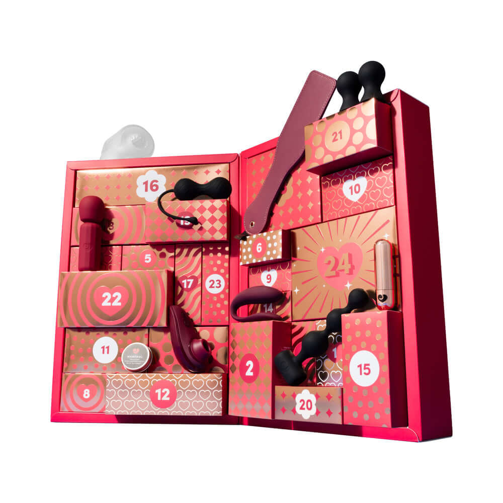 Lovehoney Womanizer We-Vibe Couples Advent Calendar 2026 featuring various intimate wellness items and fun accessories.
