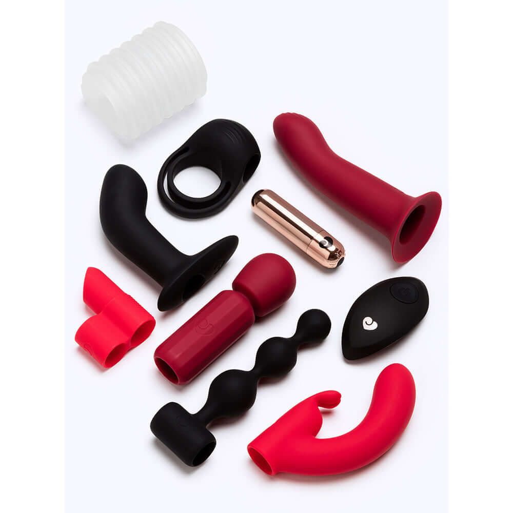 Lovehoney Womanizer We-Vibe Couples Advent Calendar 2026 assortment of intimate wellness items including toys and accessories.