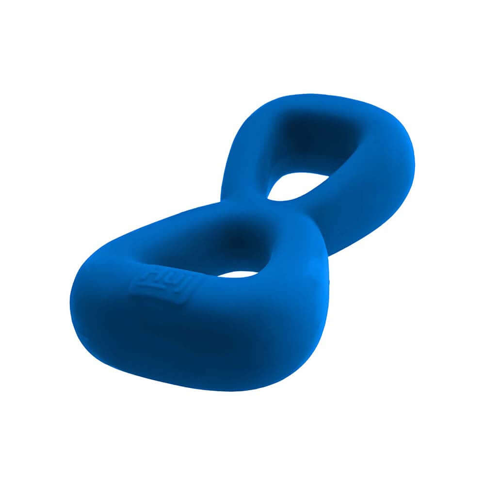 Oxballs Hunkyjunk Boomerang Double Cockring & Nut-tugger Teal Fizz, a versatile dual-ring accessory in teal silicone.