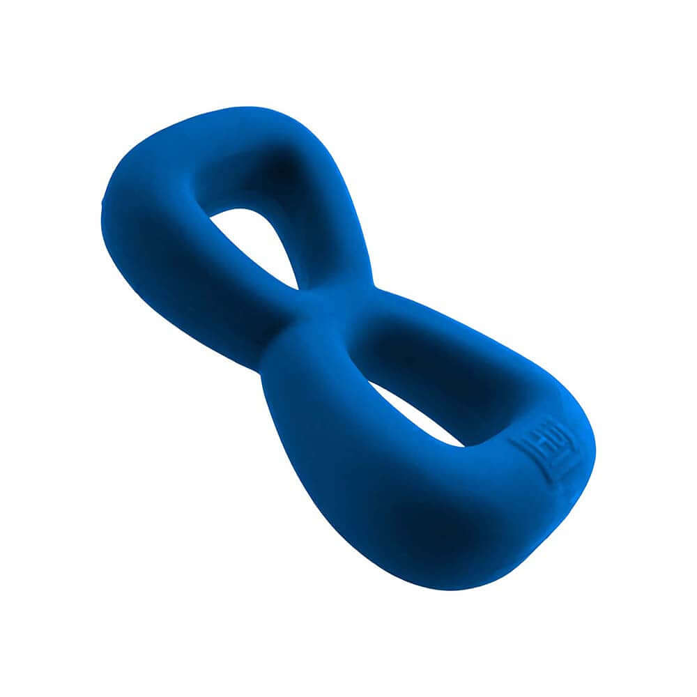 Oxballs Hunkyjunk Boomerang Double Cockring & Nut-tugger Teal Fizz in blue silicone material