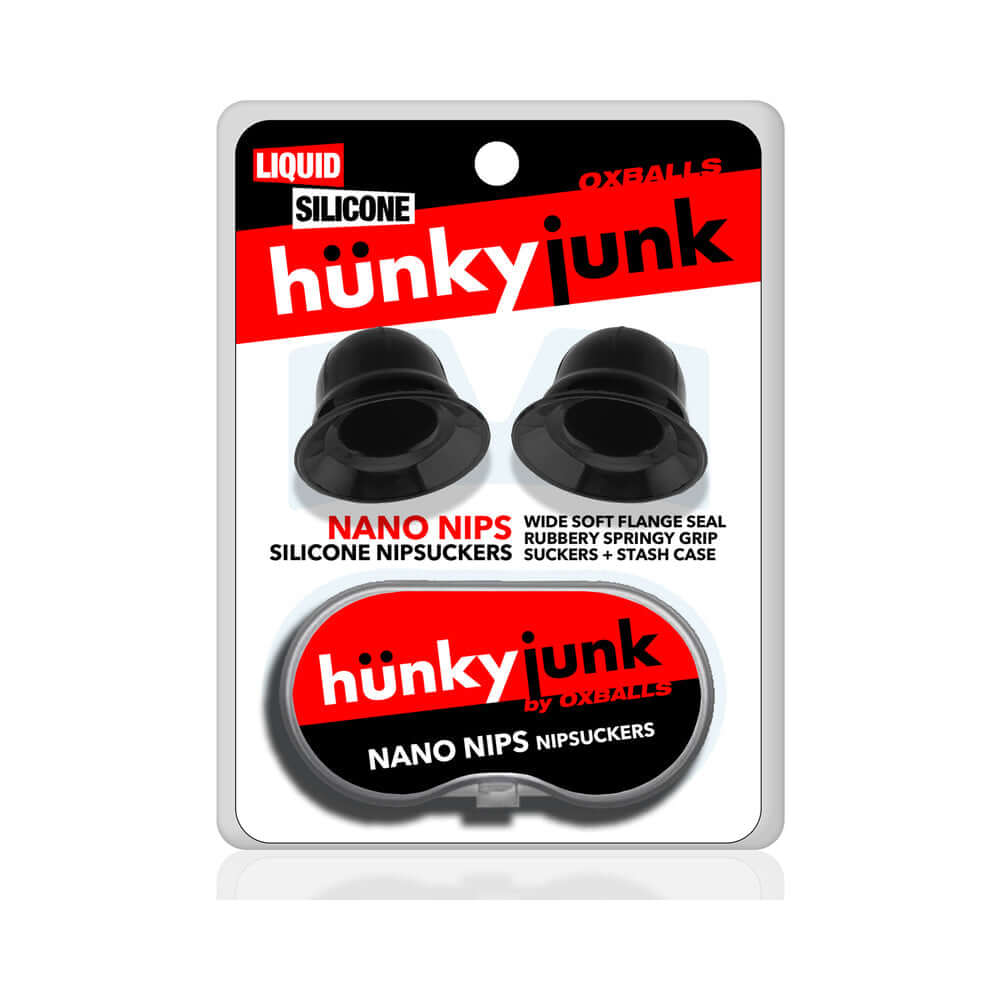 Oxballs Hunkyjunk Nano Nips Nipple-nubs Black Silicone - silicone nipple suction cups with soft flanges in package.
