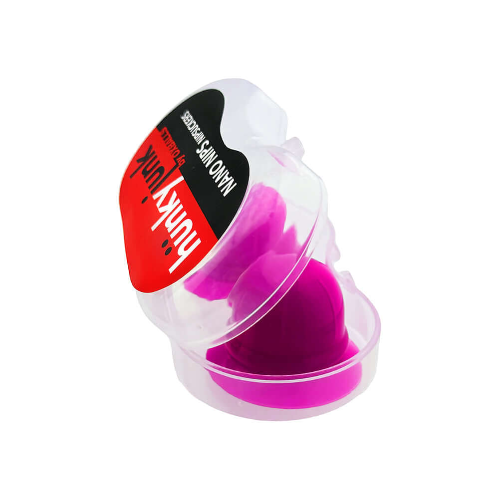 Oxballs Hunkyjunk Nano Nips Nipple-nubs Pink Silicone packaging showcasing nipple-nubs in bright pink color.