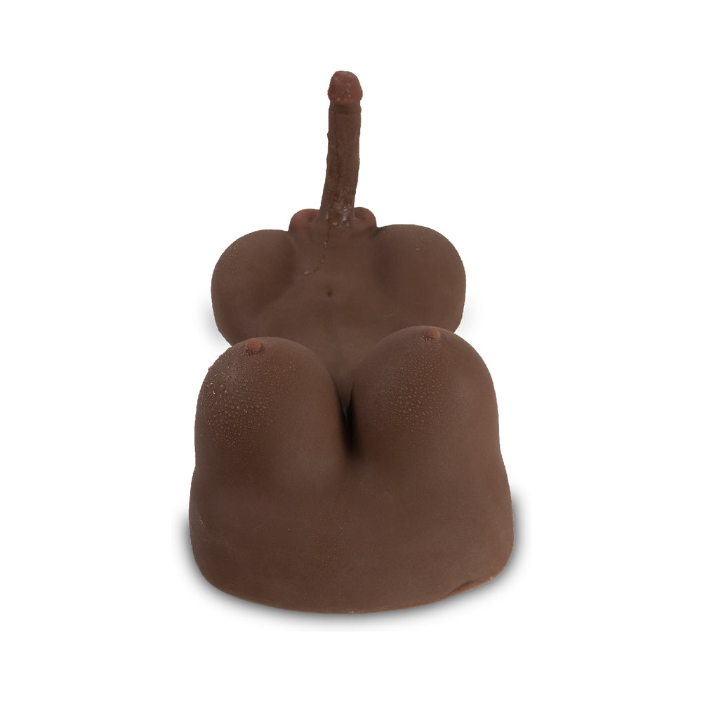 Camtoyz Raw Torso Transexual Rupol Piel Oscura Chocolate showcasing realistic anatomical details and lifelike craftsmanship.
