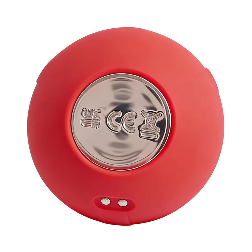 Adam & Eve Eve's Blooms Of Bliss Vibrating & Sucking Rose in vibrant red color with a sleek silver base.