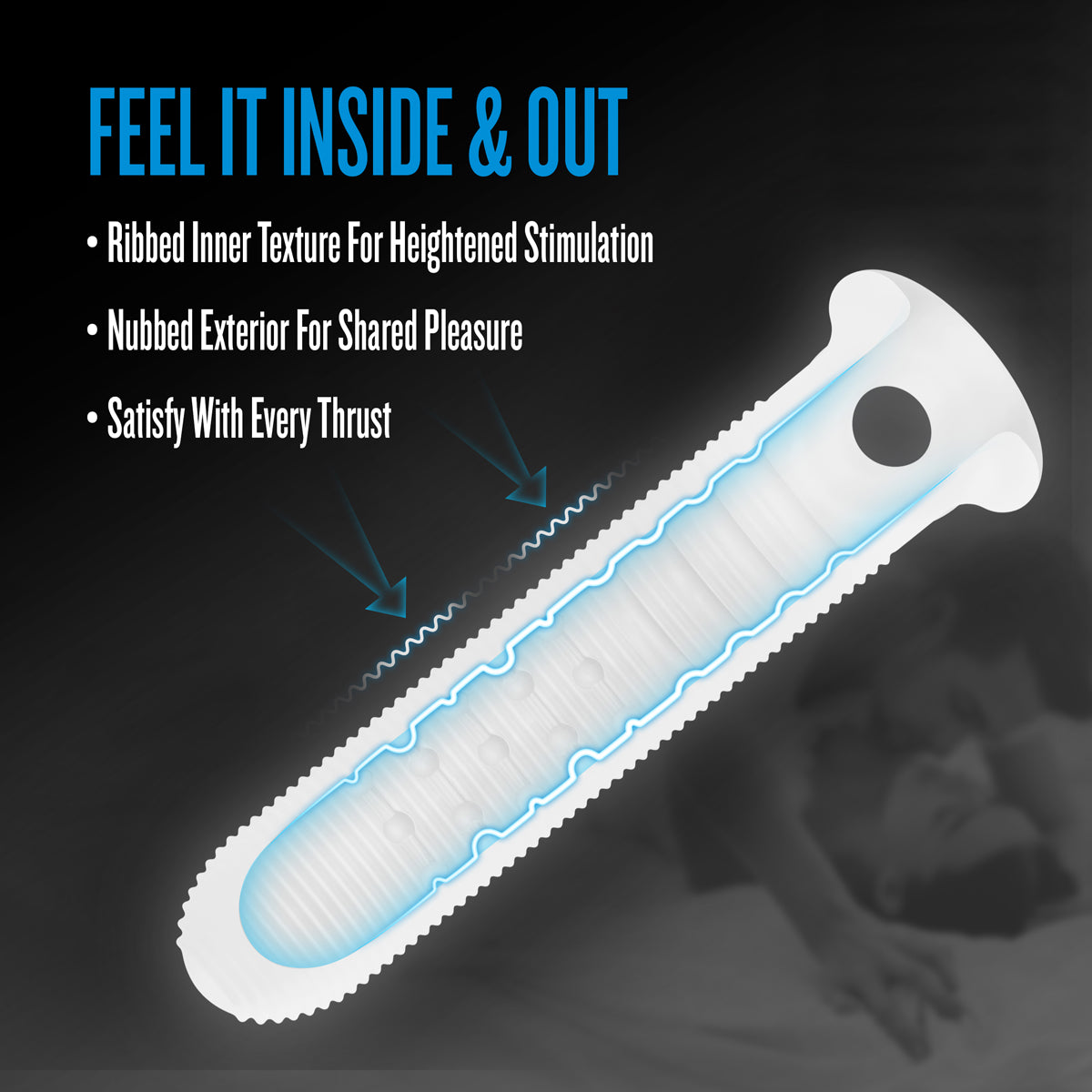 Performance Plus Stoic Silicone Penis Sheath Large with ribbed texture for enhanced stimulation and comfort.