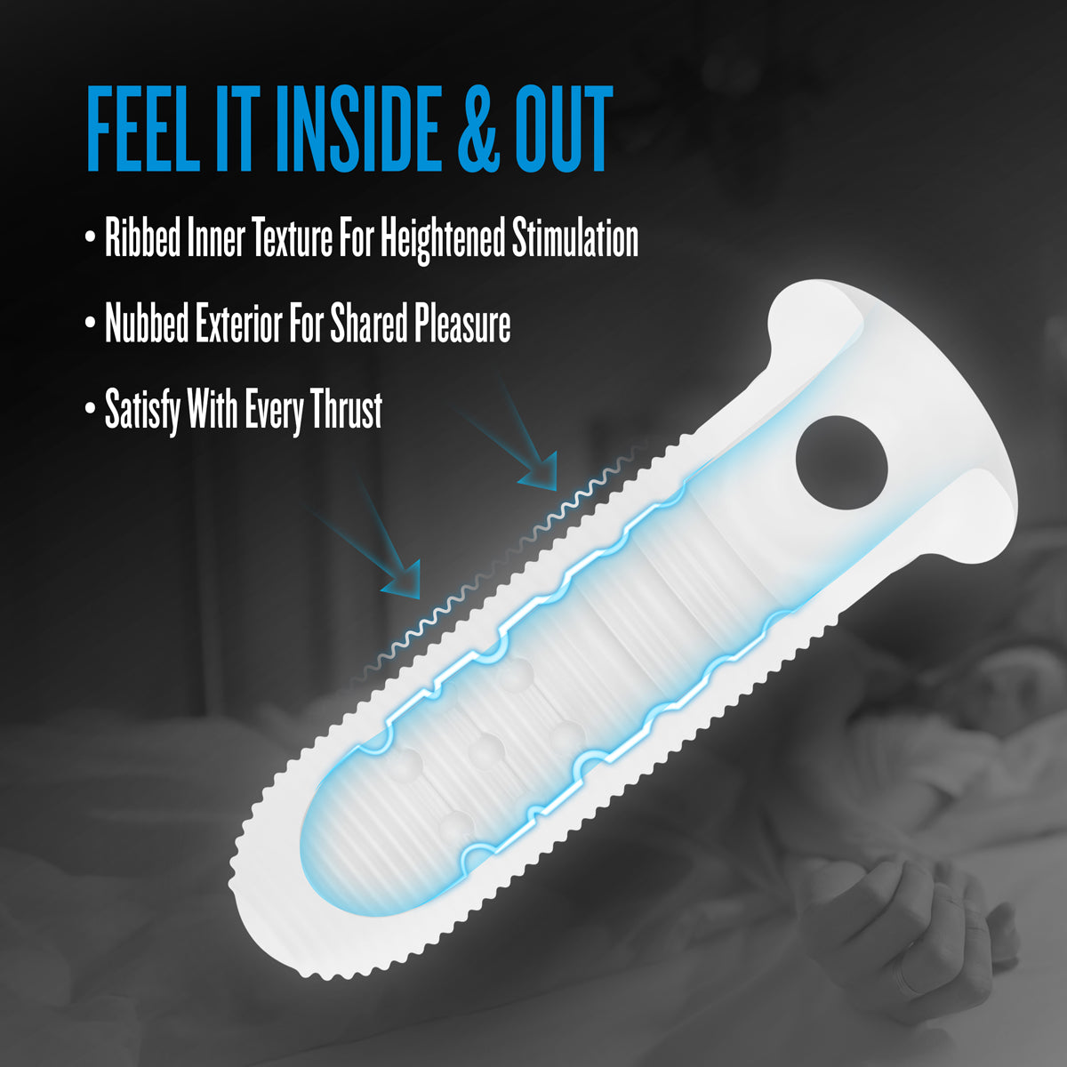 Performance Plus Mercenary Silicone Penis Sheath Small with ribbed interior and nubbed exterior for heightened stimulation.