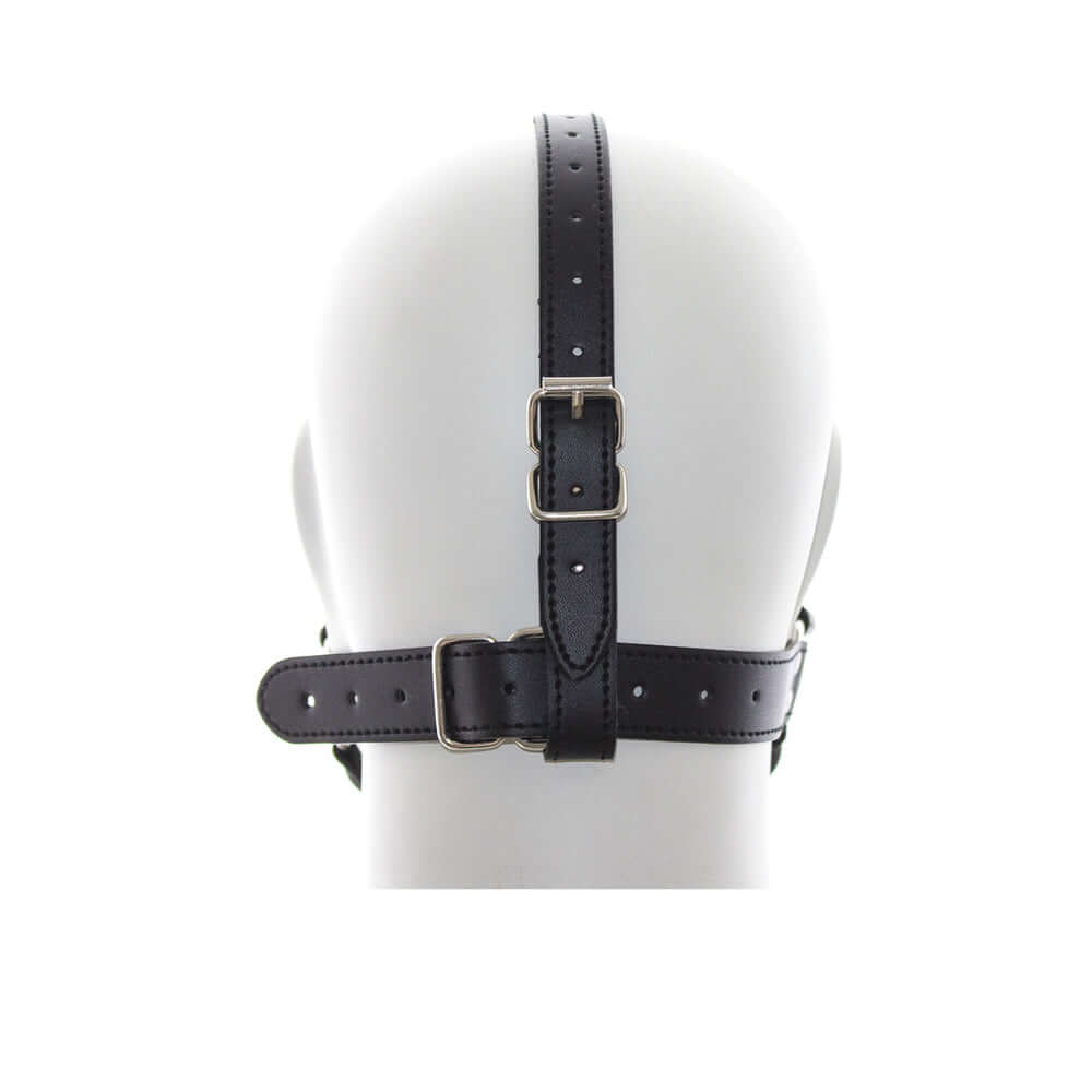Ple'sur Face Harness Dog Bone Gag rear view highlighting adjustable straps and buckle design.