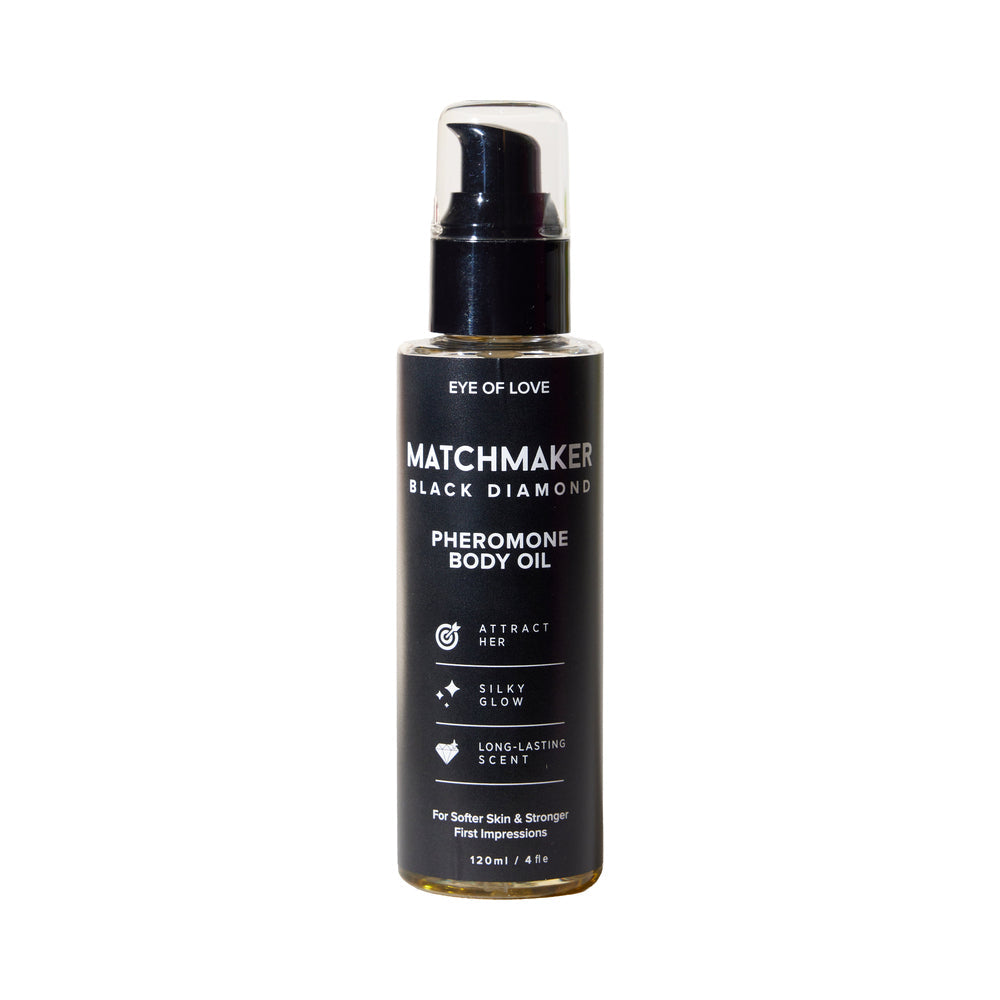 Eye of Love Matchmaker Black Diamond Pheromone Body Oil bottle showcasing its unique formula for attraction.