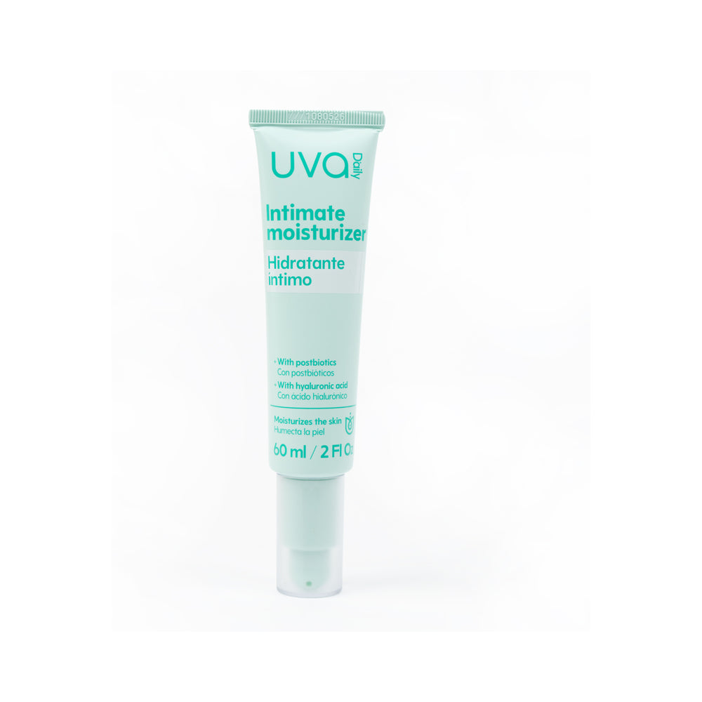 Uva Intimate Moisturizing Gel 60ml tube featuring hydrating formula and postbiotics for intimate care.