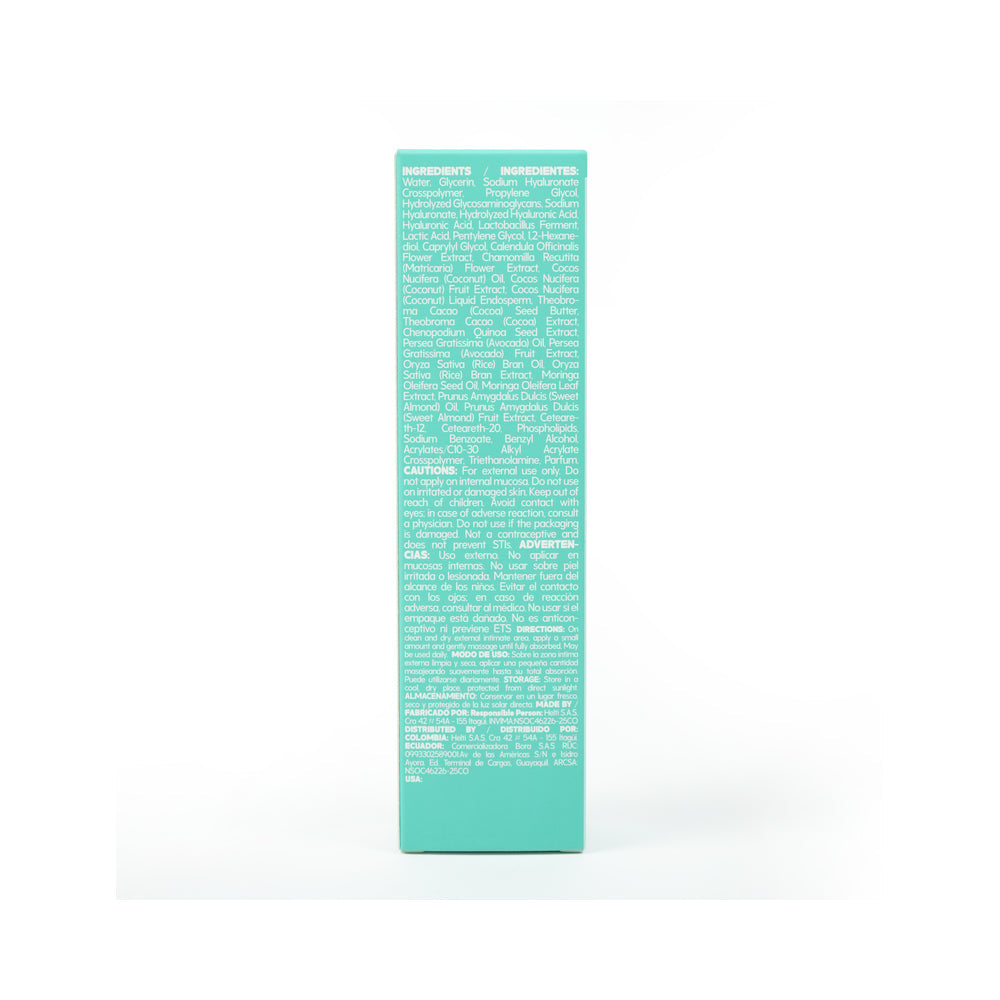 Uva Intimate Moisturizing Gel 60ml ingredient list on packaging, supporting intimate moisture and comfort.