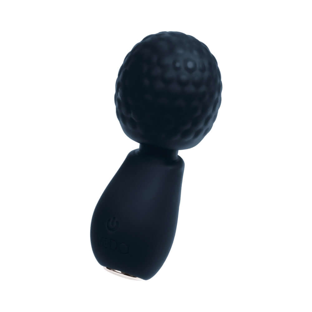 Vedo Moe Rechargeable Extra Mini Wand Black, pocket-sized massager with bold vibrations in sleek black design.