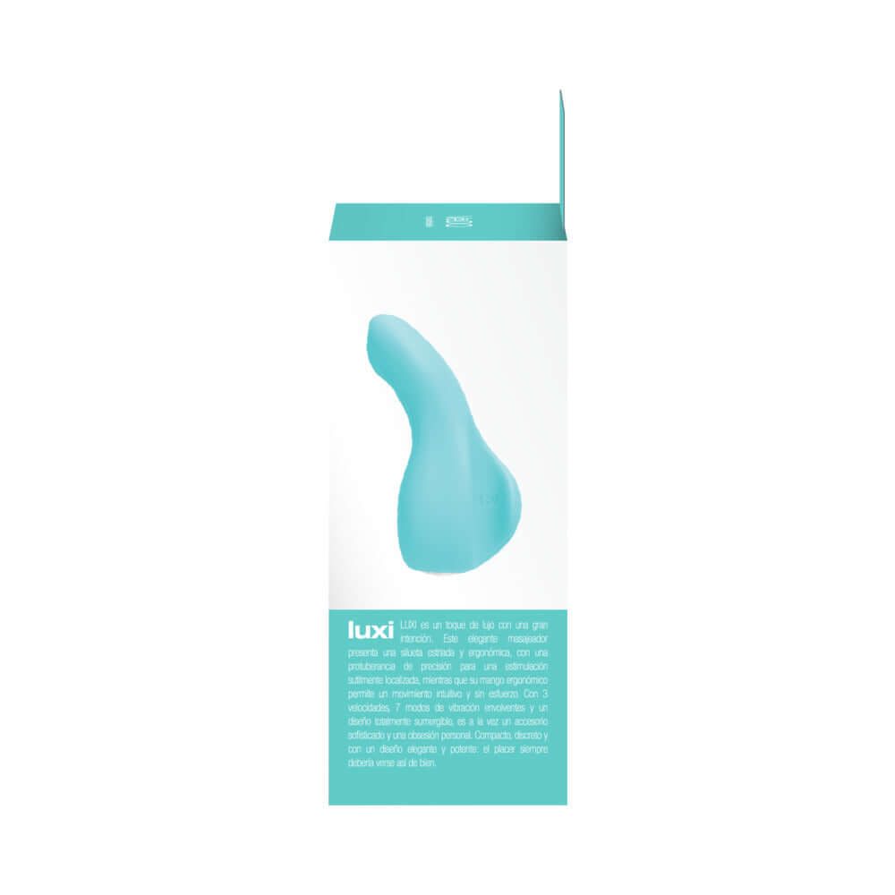 Vedo Luxi Rechargeable Clitoral Finger Vibe Turquoise in elegant packaging designed for precise pleasure.