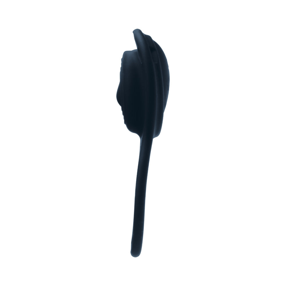 Vedo Riski Rechargeable Clitoral Vibe For Couples Black side view showcasing sleek design and ergonomic shape.