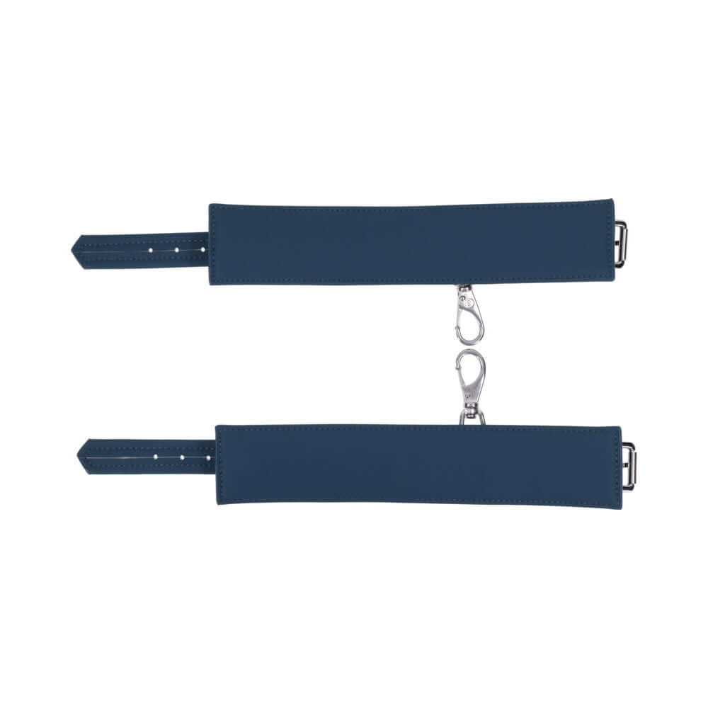 Sportsheets Signature Twilight Tease Ankle Cuffs with soft silicone and silver hardware for secure restraint.
