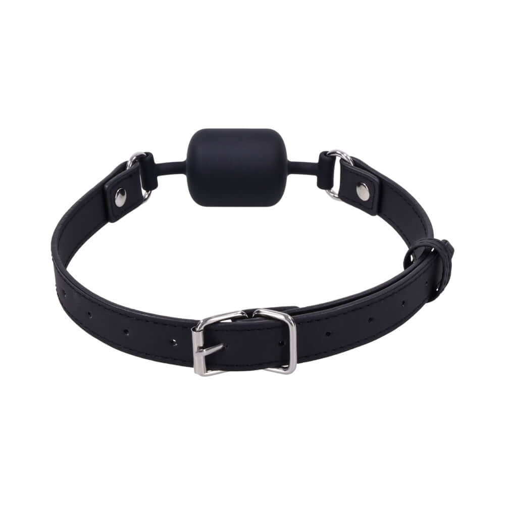 Sportsheets Signature Midnight Muse Barrel Gag with sleek cylindrical barrel shape and adjustable strap.