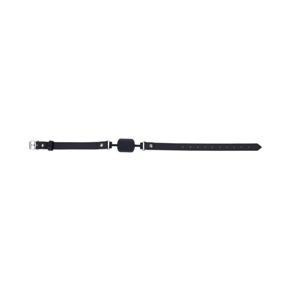 Sportsheets Signature Midnight Muse Barrel Gag showcased on a sleek black strap for power-exchange play.