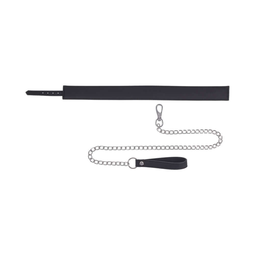 Sportsheets Signature Midnight Muse Collar & Leash featuring soft silicone, silver hardware, and adjustable design.