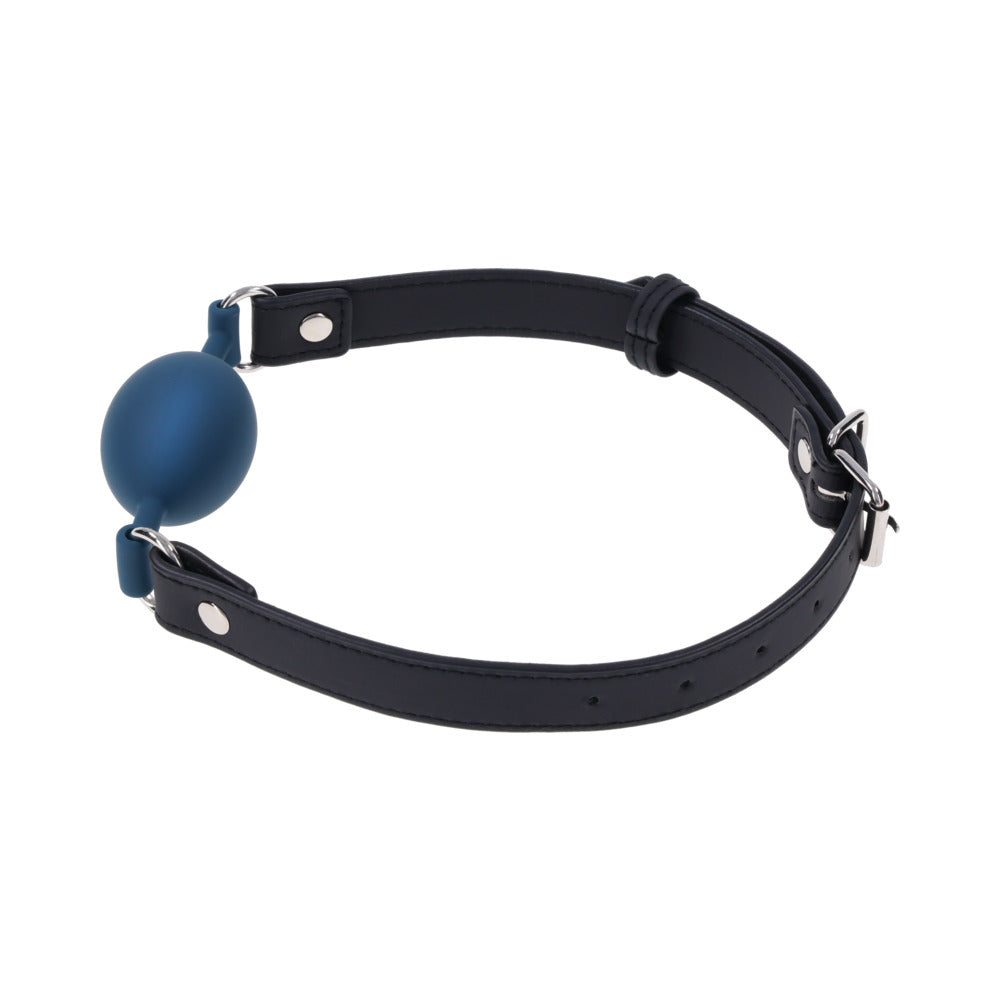 Sportsheets Signature Twilight Tease Oval Gag in blue with black strap for sensory play.