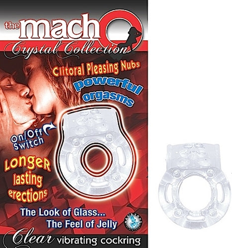 The Macho Crystal Collection Vibrating Cock Ring Clear
