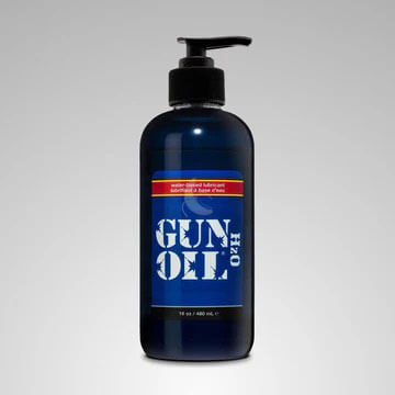 Gun Oil H2O Water-based Lubricant 32 Oz in a blue bottle with a pump dispenser
