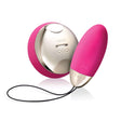 LELO LYLA 2 Remote Control Vibrating Egg Cerise on a white background with remote control and pink egg.