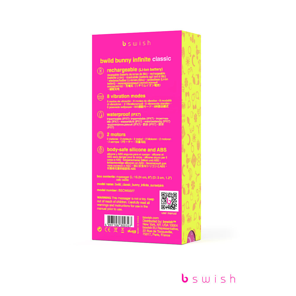 B Swish Bwild Bunny Infinite Classic Vibrator Sunset Pink